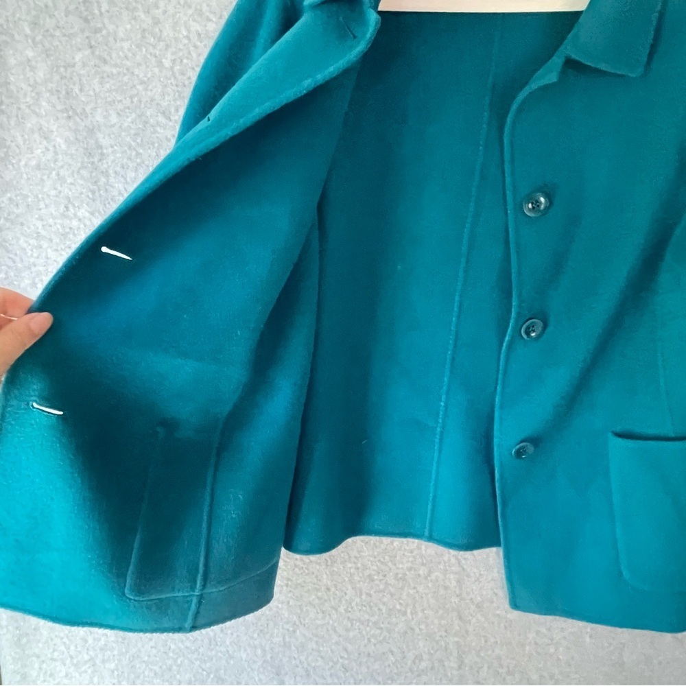 Talbot's Wool Aqua Blue Short Button Front Coat Jacket Button 18W #AO - Picture 4 of 9